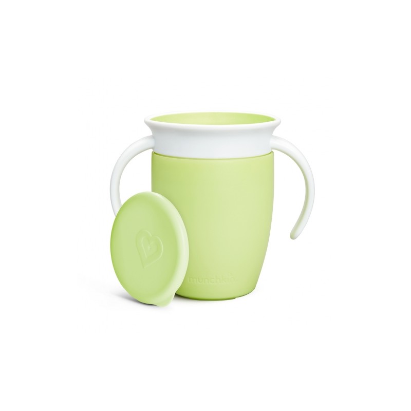 TAZA ANTIGOTEO 360º CON TAPA Y ASAS 200 ML VERDE MUNCHKIN