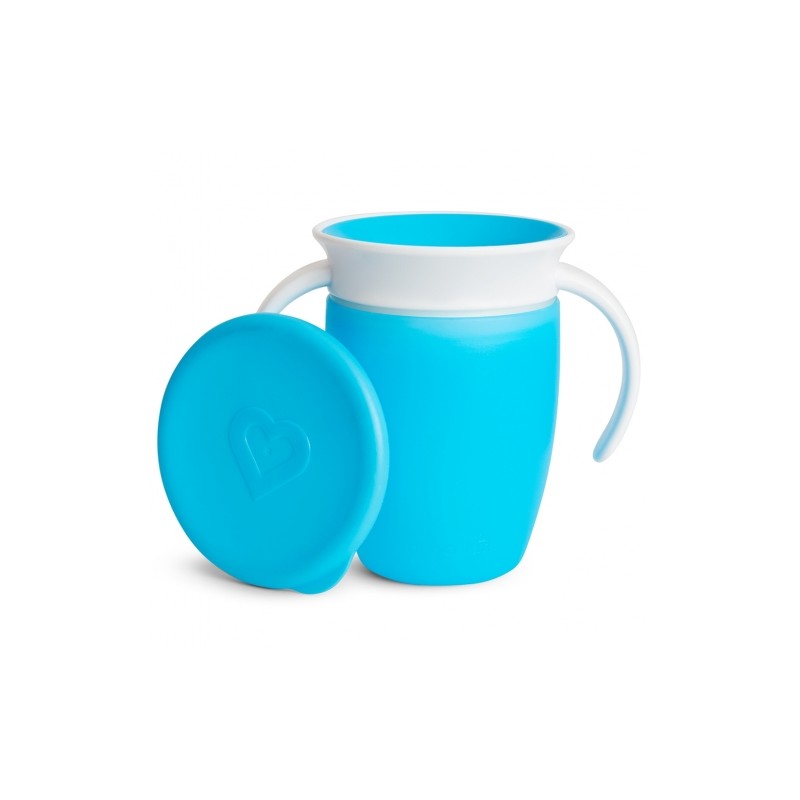 TAZA ANTIGOTEO 360º CON ASAS Y TAPA 200ML AZUL MUNCHKIN