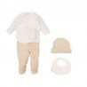 SET BOTANIC DE 4 PIEZAS BABERO JUBON POLAINA GORRO