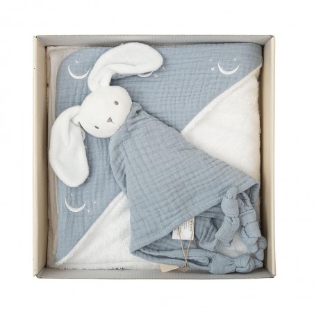 CAJA REGALO Nº1 CAPA DE BAÑO AZUL + DOUDOU BIMBIDREAMS