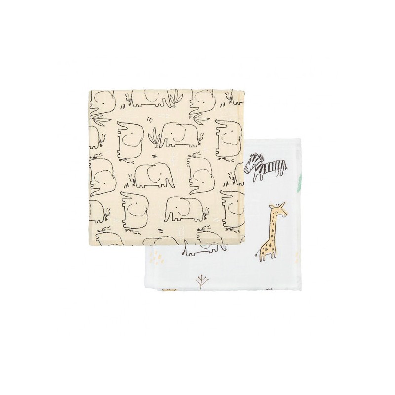 PACK 2 MUSELINAS BAMBU 120X120 GIRAFAS BIMBIDREAMS