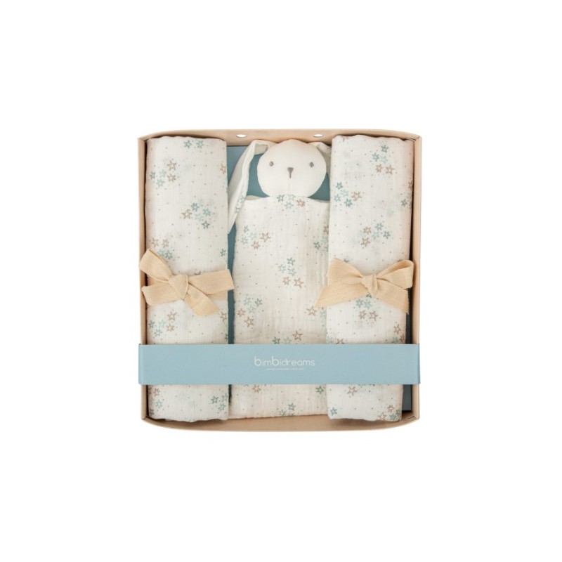 SET REGALO GASITAS+DOUDOU STARS B/AZUL