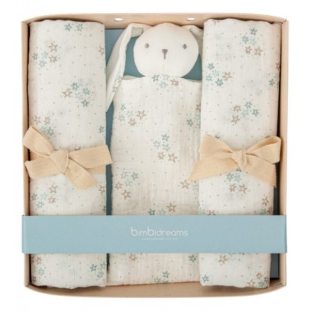 SET REGALO GASITAS+DOUDOU STARS B/AZUL