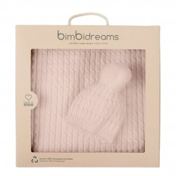 SET MANTA+GORRITO PUNTO ROSA