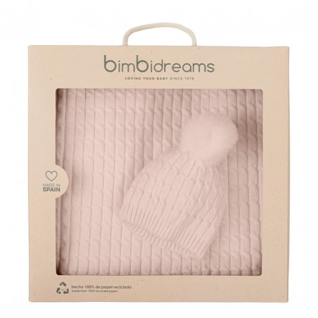 SET MANTA+GORRITO PUNTO ROSA