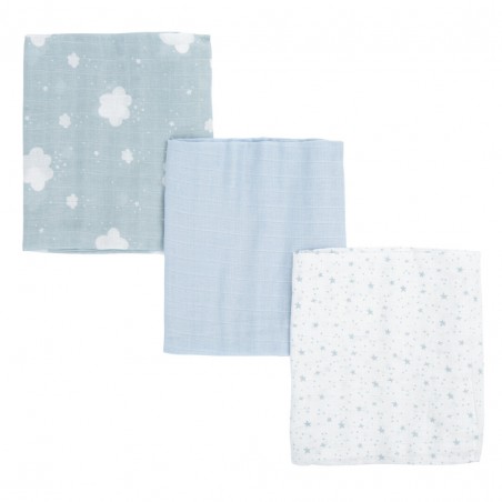 PACK 3 MUSELINAS 80*80 STARS AZUL