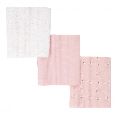 PACK 3 MUSELINAS 80*80 STARS ROSA