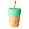 VASO BAMBOO 240ML+TAPA+2PAJITAS VERDE